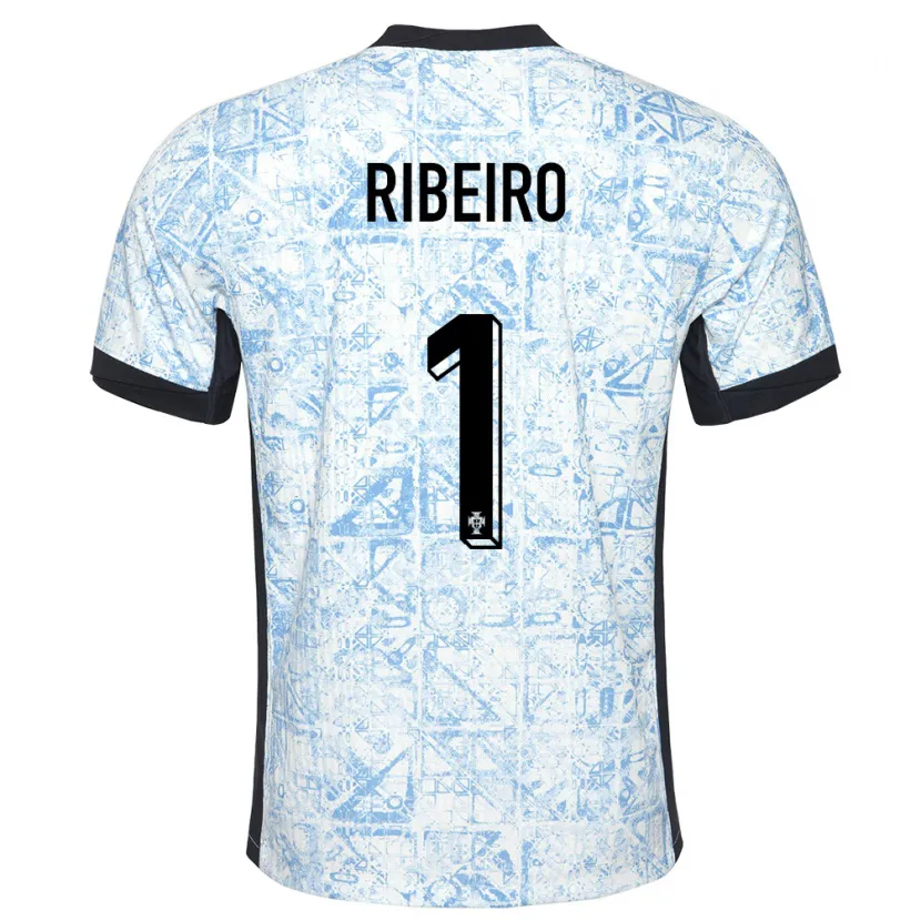 Danxen Kinder Portugal Goncalo Ribeiro #1 Cremeblau Auswärtstrikot Trikot 24-26 T-Shirt