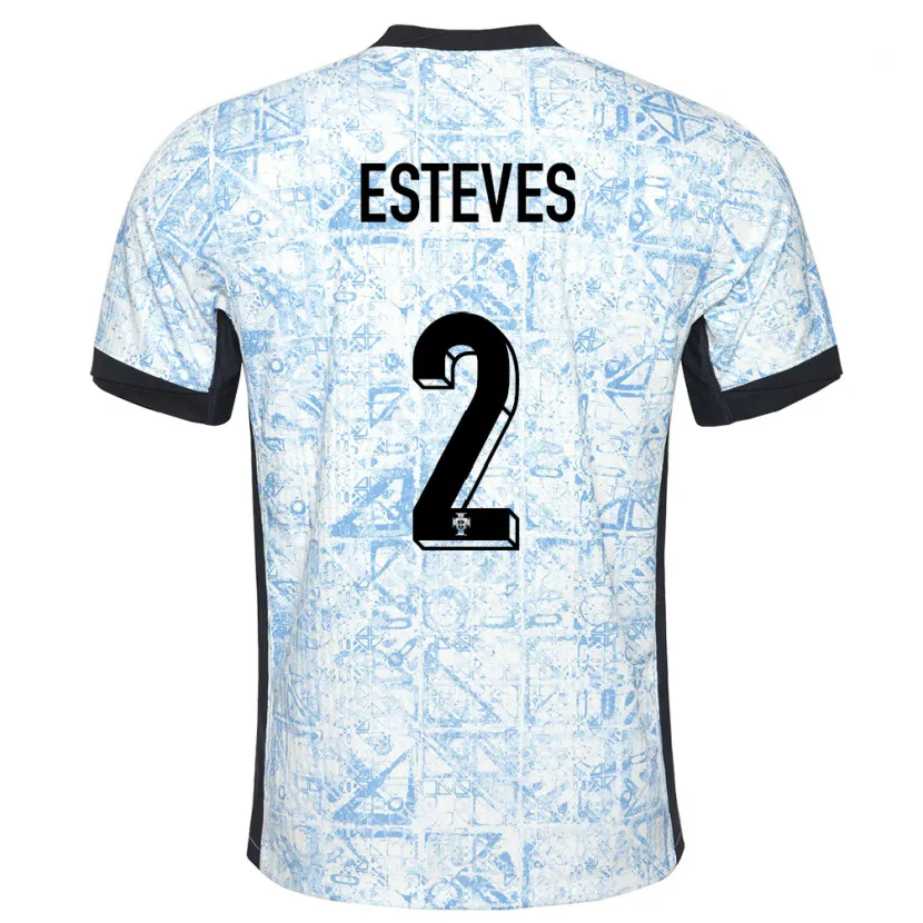 Danxen Kinder Portugal Goncalo Esteves #2 Cremeblau Auswärtstrikot Trikot 24-26 T-Shirt