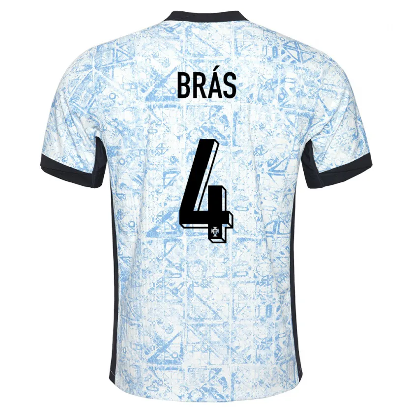 Danxen Kinder Portugal Gabi Bras #4 Cremeblau Auswärtstrikot Trikot 24-26 T-Shirt