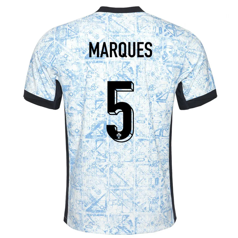 Danxen Kinder Portugal Martim Marques #5 Cremeblau Auswärtstrikot Trikot 24-26 T-Shirt