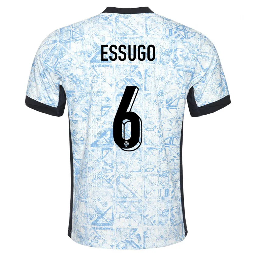Danxen Kinder Portugal Dario Essugo #6 Cremeblau Auswärtstrikot Trikot 24-26 T-Shirt