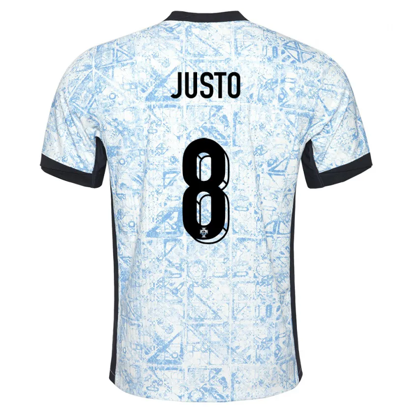 Danxen Kinder Portugal Samuel Justo #8 Cremeblau Auswärtstrikot Trikot 24-26 T-Shirt