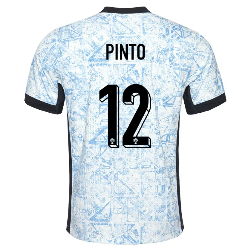 Danxen Kinder Portugal Diogo Pinto #12 Cremeblau Auswärtstrikot Trikot 24-26 T-Shirt