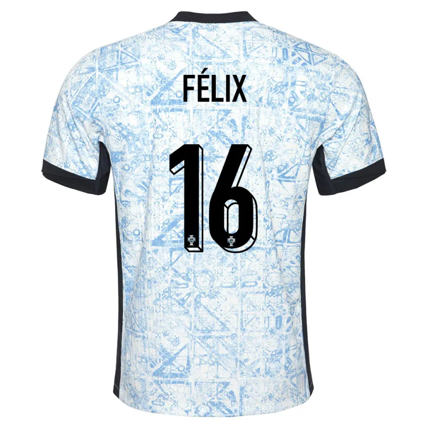 Danxen Kinder Portugal Hugo Felix #16 Cremeblau Auswärtstrikot Trikot 24-26 T-Shirt