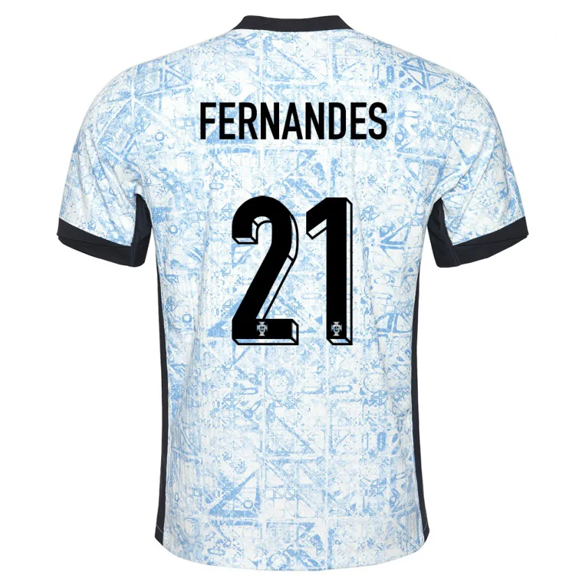 Danxen Kinder Portugal Mateus Fernandes #21 Cremeblau Auswärtstrikot Trikot 24-26 T-Shirt