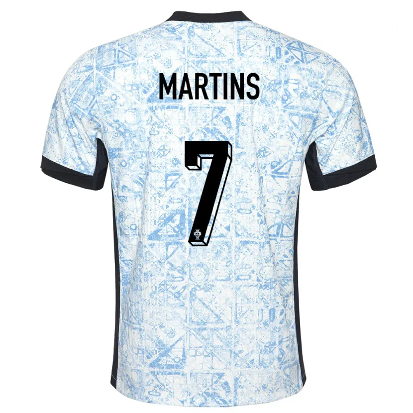Danxen Kinder Portugal Gil Martins #7 Cremeblau Auswärtstrikot Trikot 24-26 T-Shirt