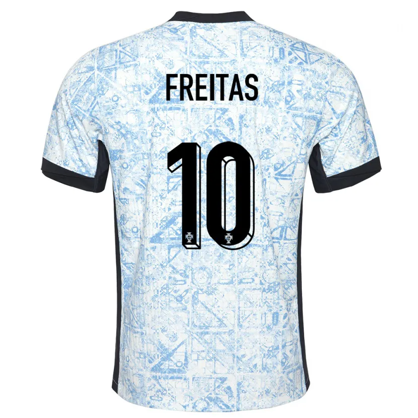 Danxen Kinder Portugal Tiago Freitas #10 Cremeblau Auswärtstrikot Trikot 24-26 T-Shirt