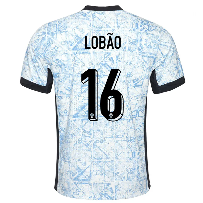 Danxen Kinder Portugal Diogo Lobao #16 Cremeblau Auswärtstrikot Trikot 24-26 T-Shirt