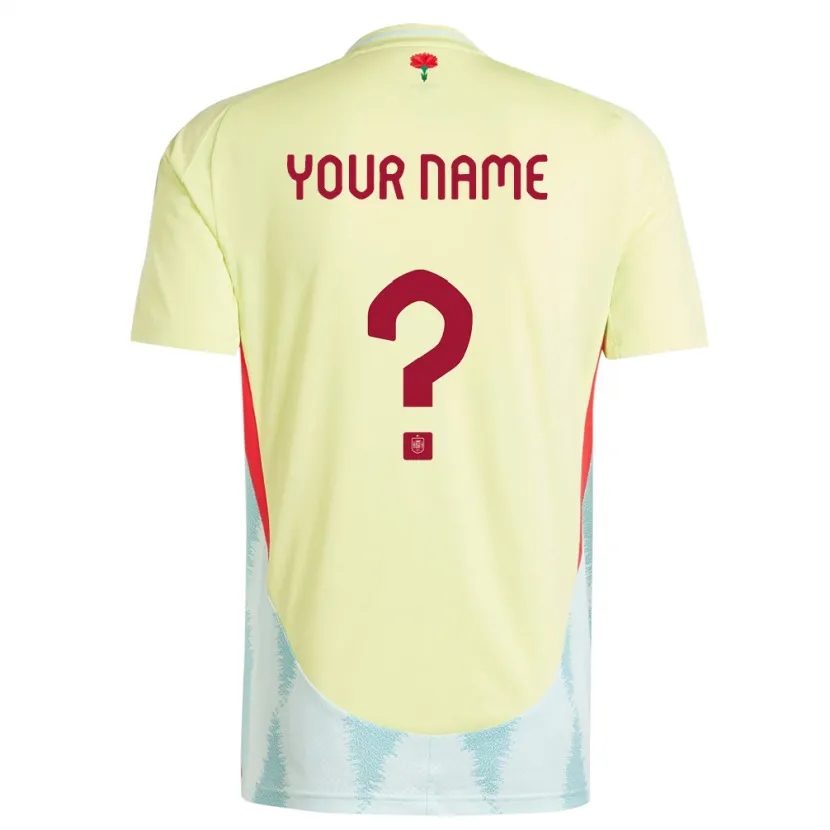Danxen Kinder Spanien Ihren Namen #0 Gelb Auswärtstrikot Trikot 24-26 T-Shirt