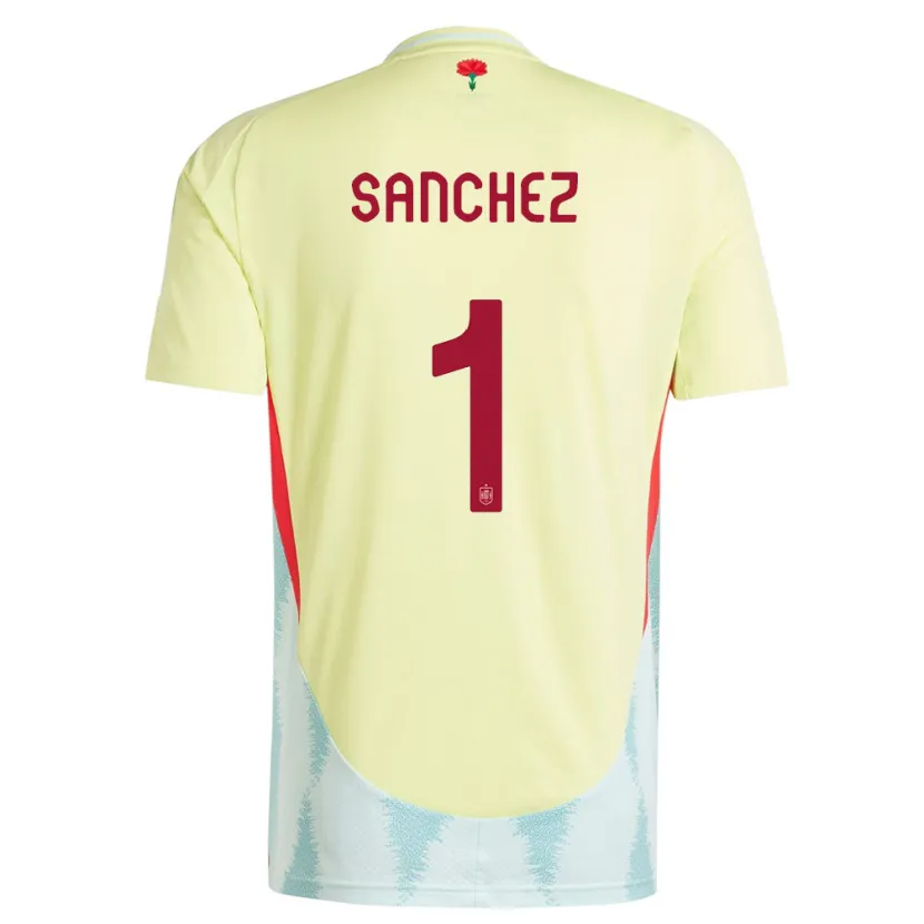 Danxen Kinder Spanien Robert Sanchez #1 Gelb Auswärtstrikot Trikot 24-26 T-Shirt