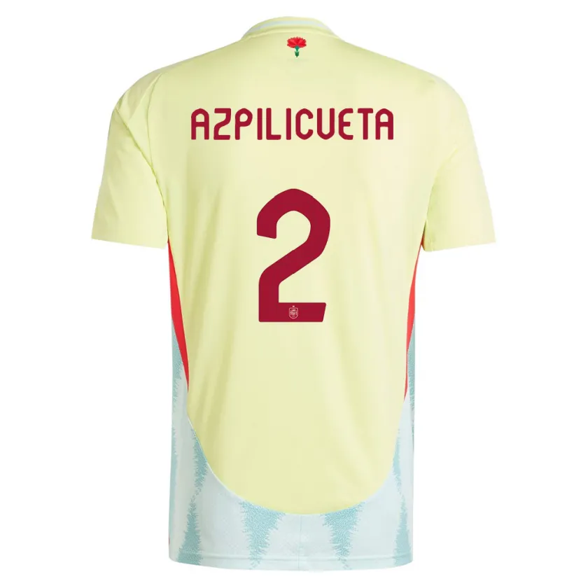 Danxen Kinder Spanien Cesar Azpilicueta #2 Gelb Auswärtstrikot Trikot 24-26 T-Shirt