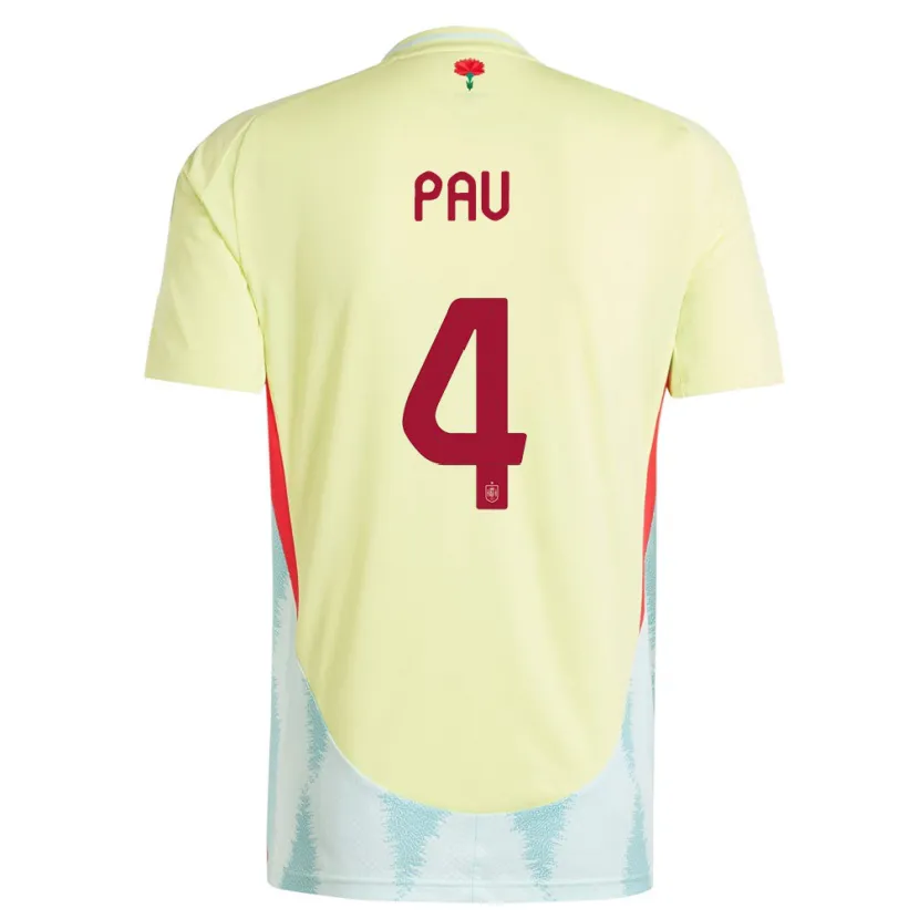 Danxen Kinder Spanien Pau Torres #4 Gelb Auswärtstrikot Trikot 24-26 T-Shirt