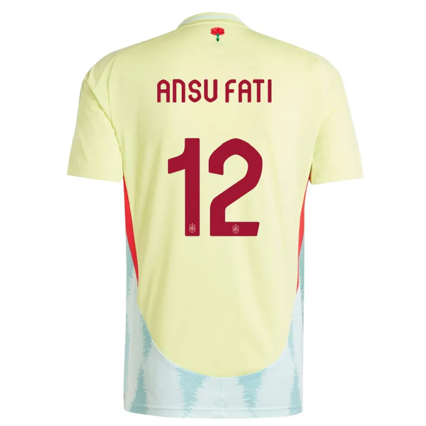 Danxen Kinder Spanien Ansu Fati #12 Gelb Auswärtstrikot Trikot 24-26 T-Shirt