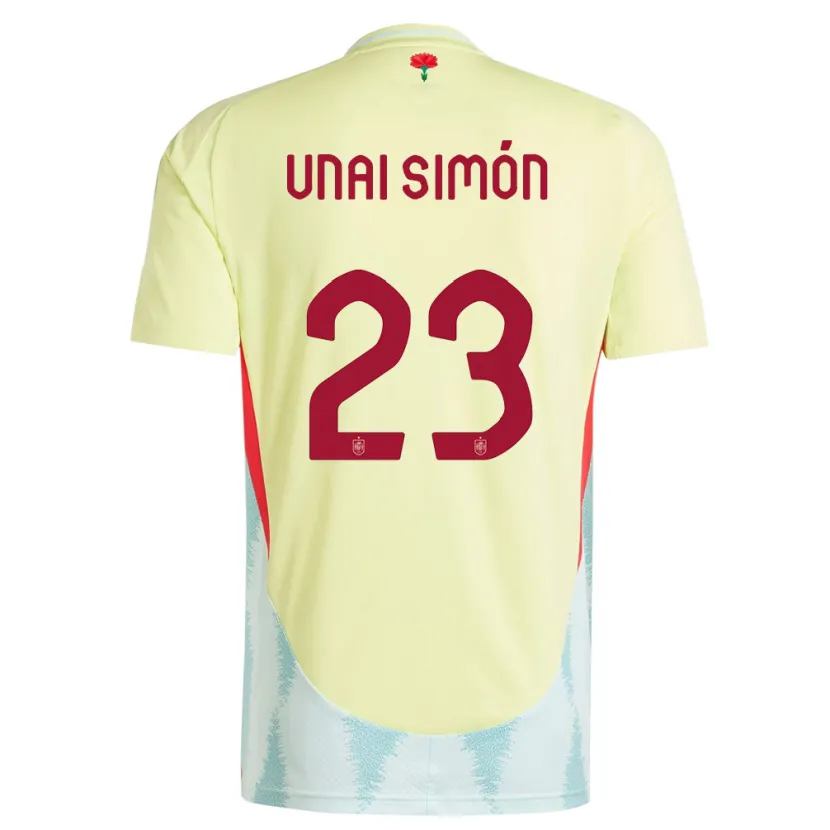 Danxen Kinder Spanien Unai Simon #23 Gelb Auswärtstrikot Trikot 24-26 T-Shirt