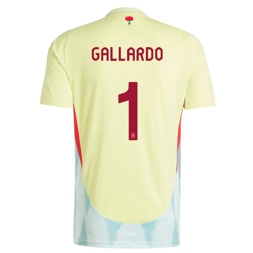 Danxen Kinder Spanien Dolores Gallardo #1 Gelb Auswärtstrikot Trikot 24-26 T-Shirt