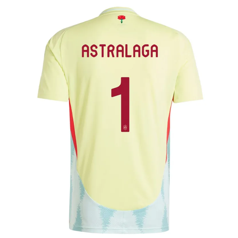 Danxen Kinder Spanien Ander Astralaga #1 Gelb Auswärtstrikot Trikot 24-26 T-Shirt