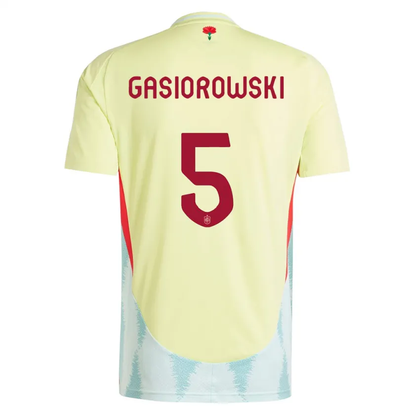 Danxen Kinder Spanien Yarek Gasiorowski #5 Gelb Auswärtstrikot Trikot 24-26 T-Shirt