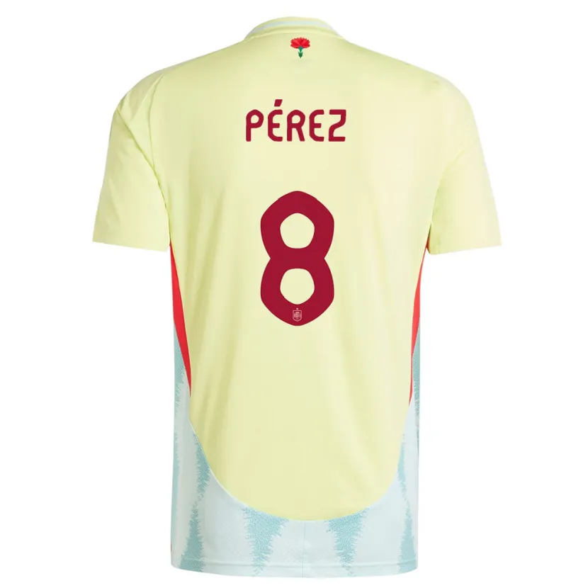 Danxen Kinder Spanien Dani Perez #8 Gelb Auswärtstrikot Trikot 24-26 T-Shirt