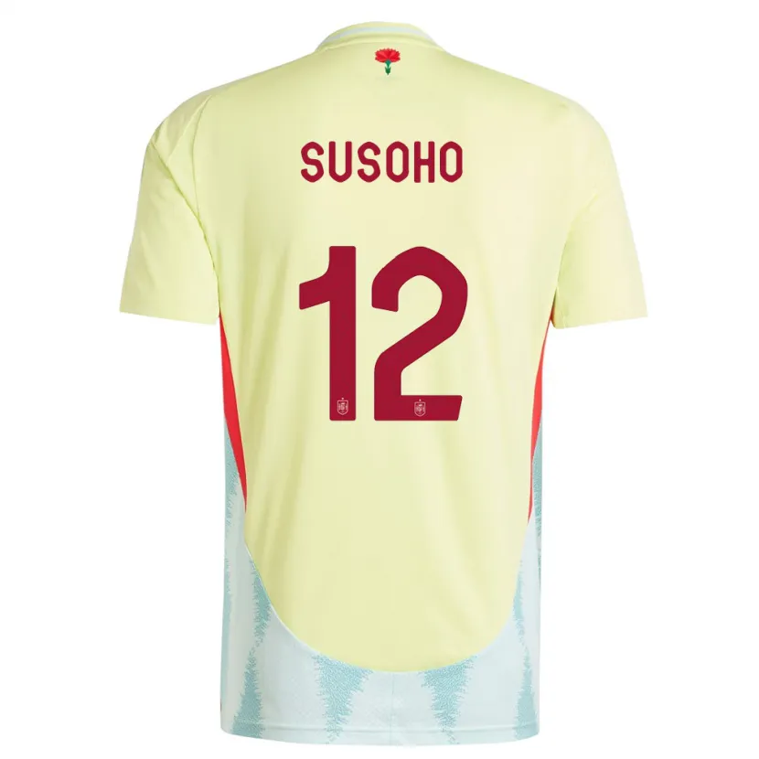 Danxen Kinder Spanien Mahamadou Susoho #12 Gelb Auswärtstrikot Trikot 24-26 T-Shirt