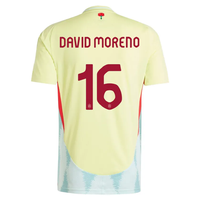 Danxen Kinder Spanien Antonio David Moreno #16 Gelb Auswärtstrikot Trikot 24-26 T-Shirt