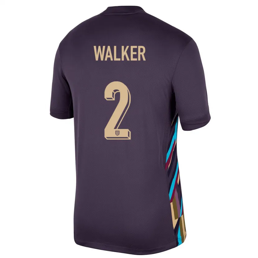 Danxen Kinder England Kyle Walker #2 Dunkle Rosine Auswärtstrikot Trikot 24-26 T-Shirt