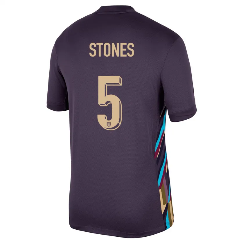 Danxen Kinder England John Stones #5 Dunkle Rosine Auswärtstrikot Trikot 24-26 T-Shirt