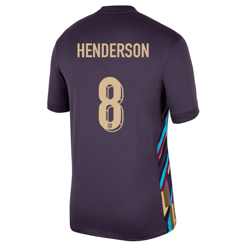 Danxen Kinder England Jordan Henderson #8 Dunkle Rosine Auswärtstrikot Trikot 24-26 T-Shirt