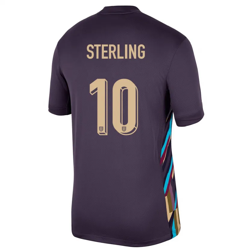 Danxen Kinder England Raheem Sterling #10 Dunkle Rosine Auswärtstrikot Trikot 24-26 T-Shirt