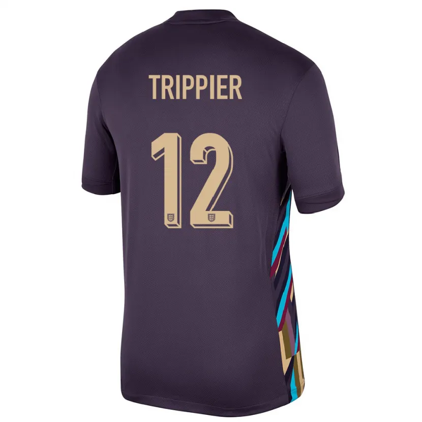 Danxen Kinder England Kieran Trippier #12 Dunkle Rosine Auswärtstrikot Trikot 24-26 T-Shirt