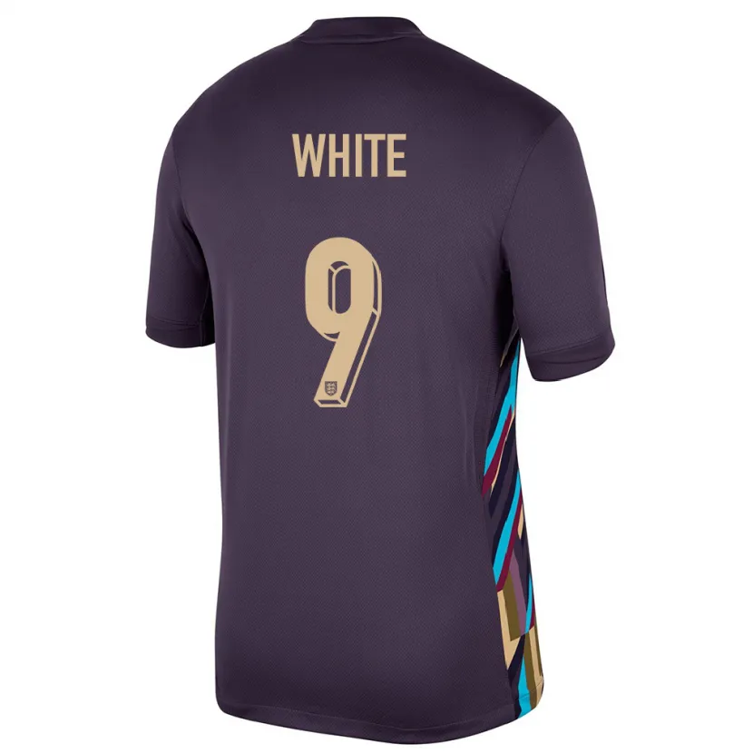 Danxen Kinder England Ellen White #9 Dunkle Rosine Auswärtstrikot Trikot 24-26 T-Shirt