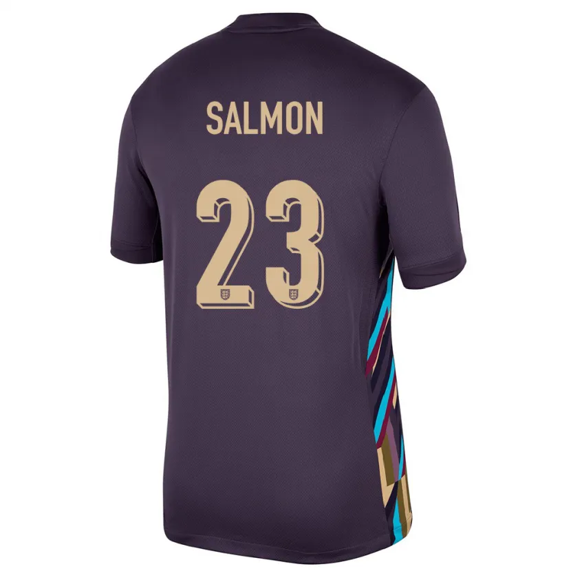Danxen Kinder England Ebony Salmon #23 Dunkle Rosine Auswärtstrikot Trikot 24-26 T-Shirt