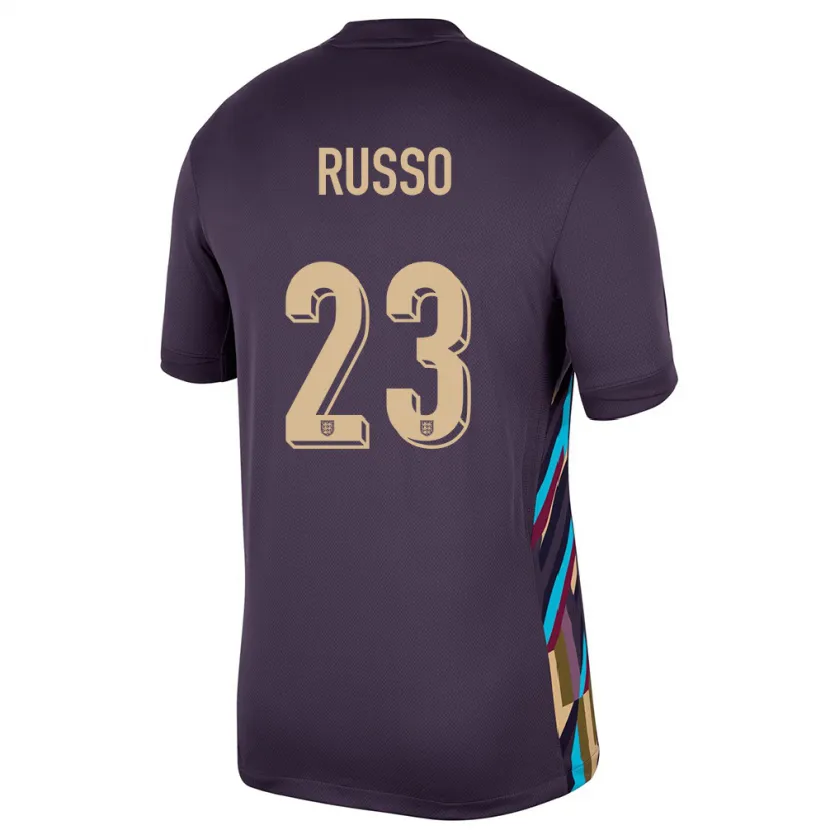 Danxen Kinder England Alessia Russo #23 Dunkle Rosine Auswärtstrikot Trikot 24-26 T-Shirt