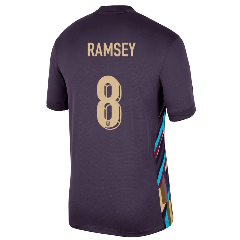 Danxen Kinder England Jacob Ramsey #8 Dunkle Rosine Auswärtstrikot Trikot 24-26 T-Shirt