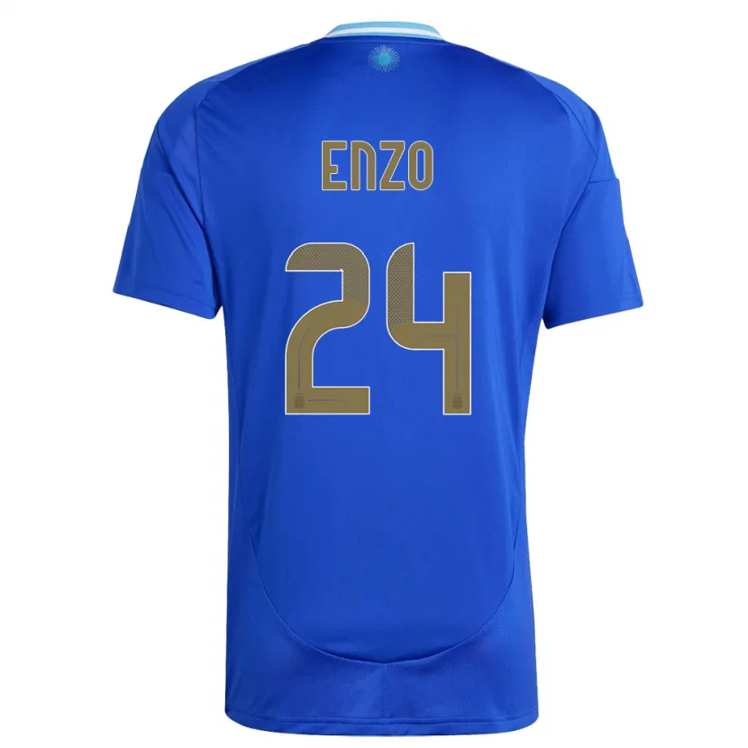 Danxen Kinder Argentinien Enzo Fernandez #24 Blau Auswärtstrikot Trikot 24-26 T-Shirt