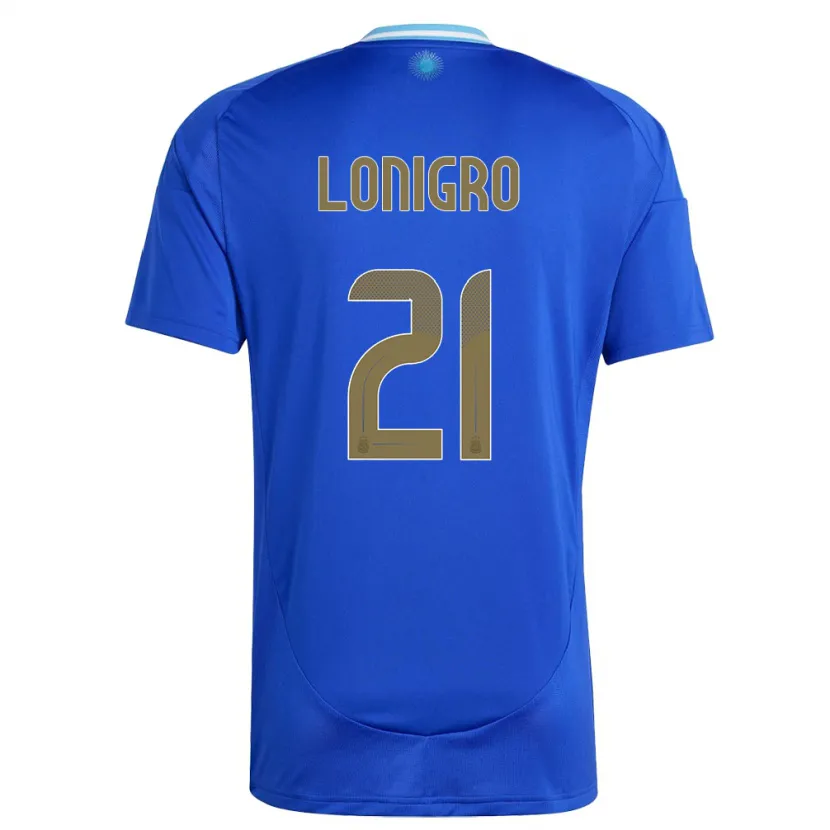 Danxen Kinder Argentinien Erica Lonigro #21 Blau Auswärtstrikot Trikot 24-26 T-Shirt