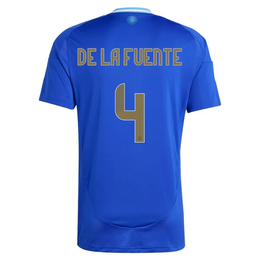 Danxen Kinder Argentinien Hernan De La Fuente #4 Blau Auswärtstrikot Trikot 24-26 T-Shirt