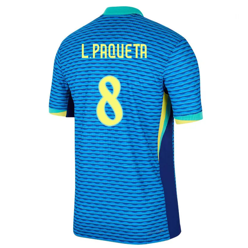 Danxen Kinder Brasilien Lucas Paqueta #8 Blau Auswärtstrikot Trikot 24-26 T-Shirt
