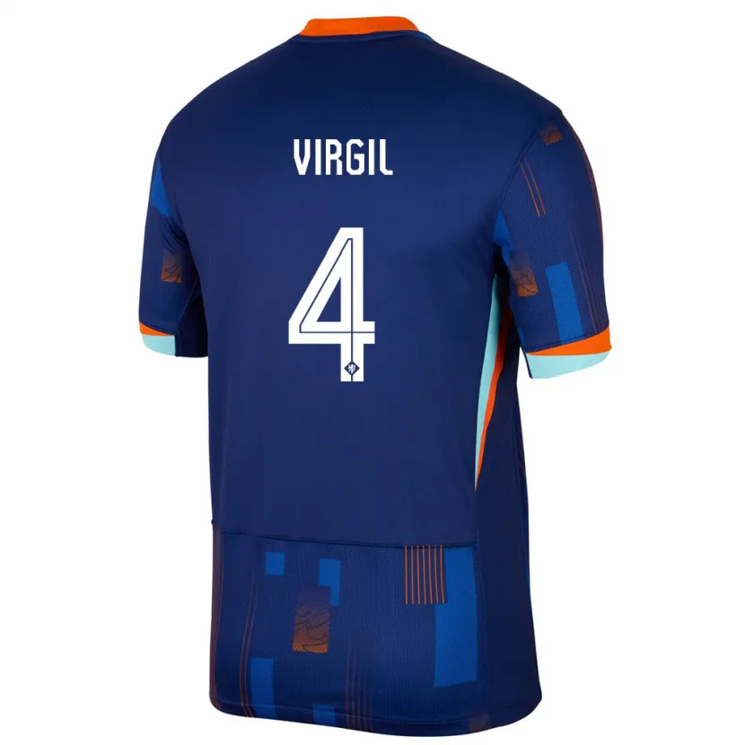 Danxen Kinder Niederlande Virgil Van Dijk #4 Blau Auswärtstrikot Trikot 24-26 T-Shirt