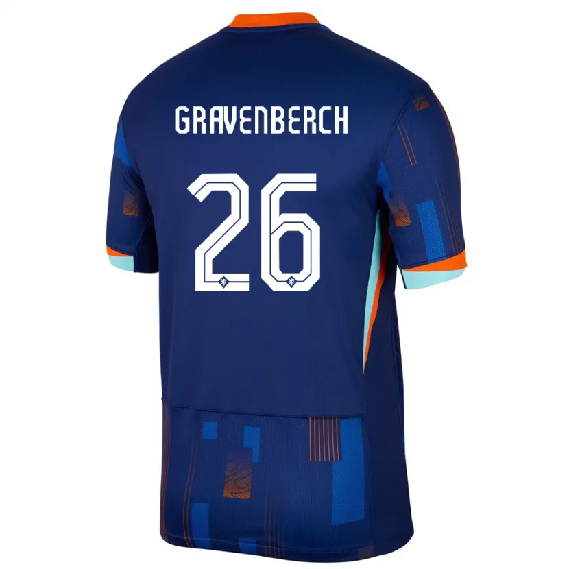 Danxen Kinder Niederlande Ryan Gravenberch #26 Blau Auswärtstrikot Trikot 24-26 T-Shirt