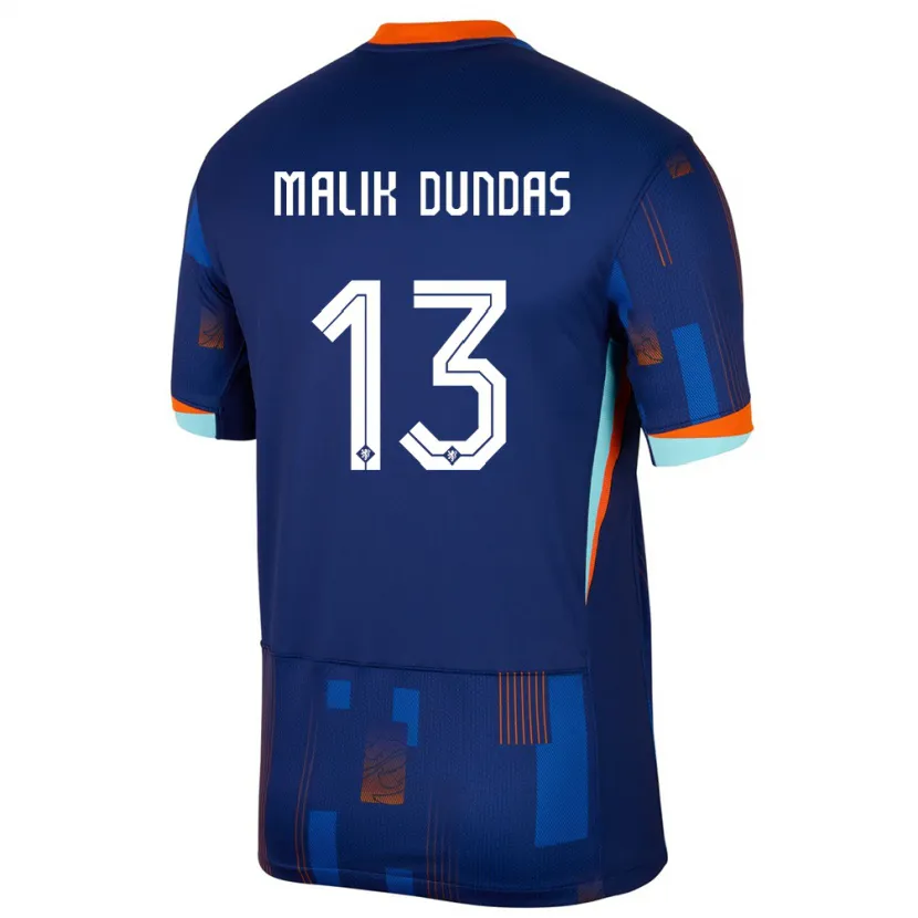 Danxen Kinder Niederlande Noa Malik Dundas #13 Blau Auswärtstrikot Trikot 24-26 T-Shirt