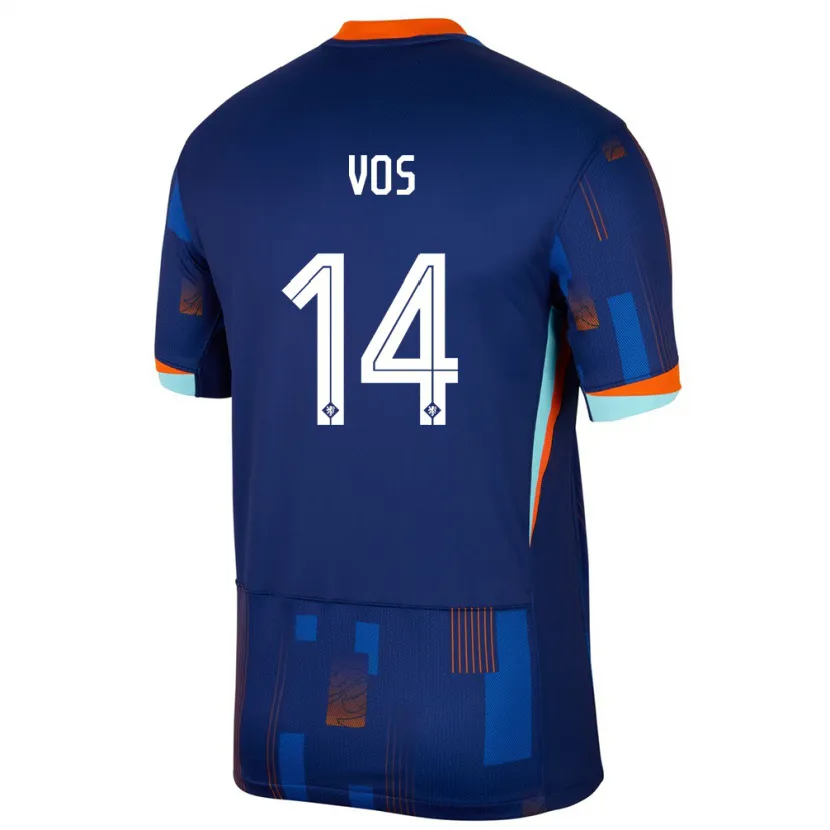 Danxen Kinder Niederlande Silvano Vos #14 Blau Auswärtstrikot Trikot 24-26 T-Shirt