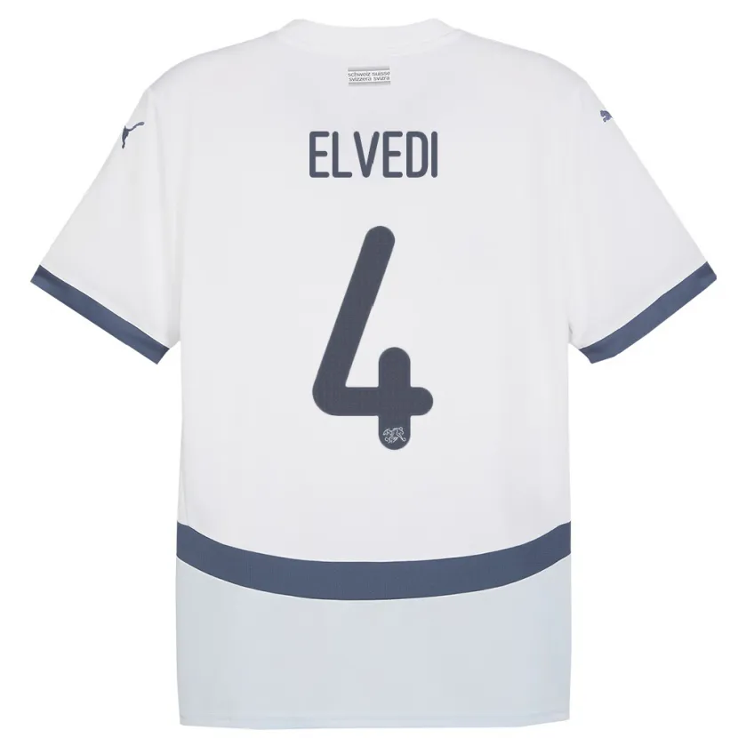 Danxen Kinder Schweiz Nico Elvedi #4 Weiß Auswärtstrikot Trikot 24-26 T-Shirt