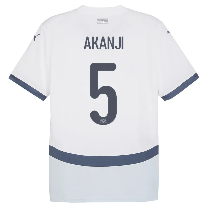 Danxen Kinder Schweiz Manuel Akanji #5 Weiß Auswärtstrikot Trikot 24-26 T-Shirt