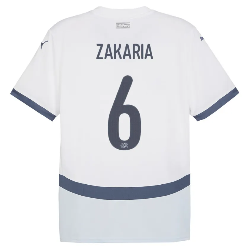 Danxen Kinder Schweiz Denis Zakaria #6 Weiß Auswärtstrikot Trikot 24-26 T-Shirt
