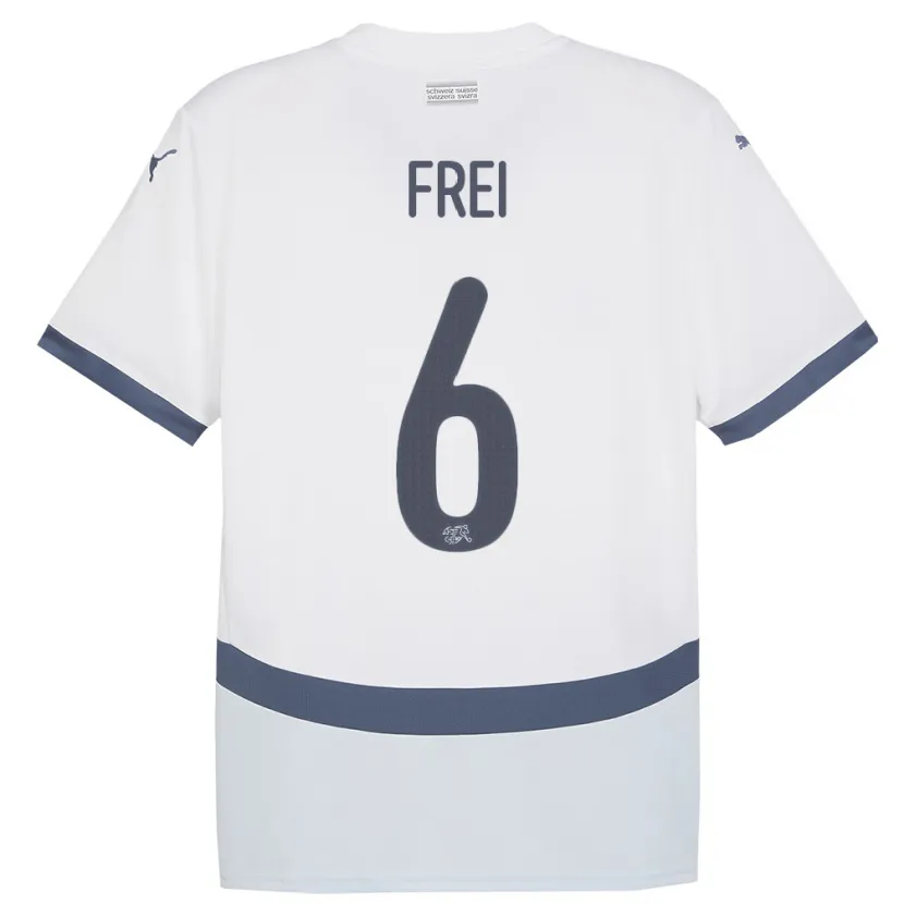 Danxen Kinder Schweiz Fabian Frei #6 Weiß Auswärtstrikot Trikot 24-26 T-Shirt