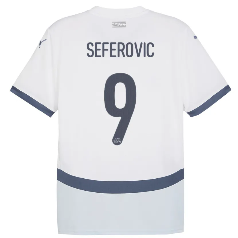 Danxen Kinder Schweiz Haris Seferovic #9 Weiß Auswärtstrikot Trikot 24-26 T-Shirt