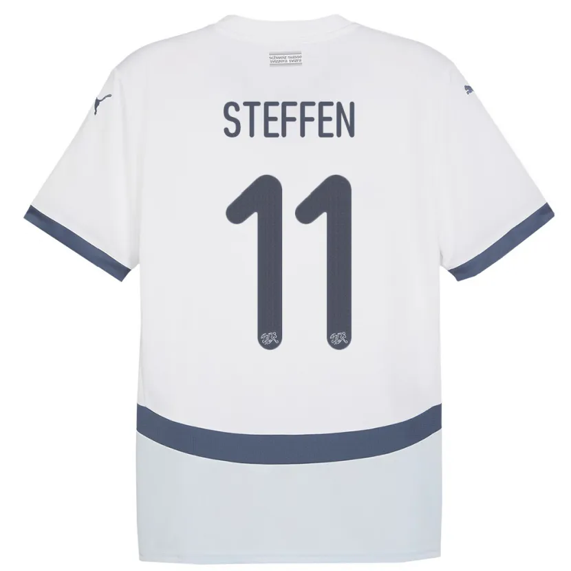 Danxen Kinder Schweiz Renato Steffen #11 Weiß Auswärtstrikot Trikot 24-26 T-Shirt
