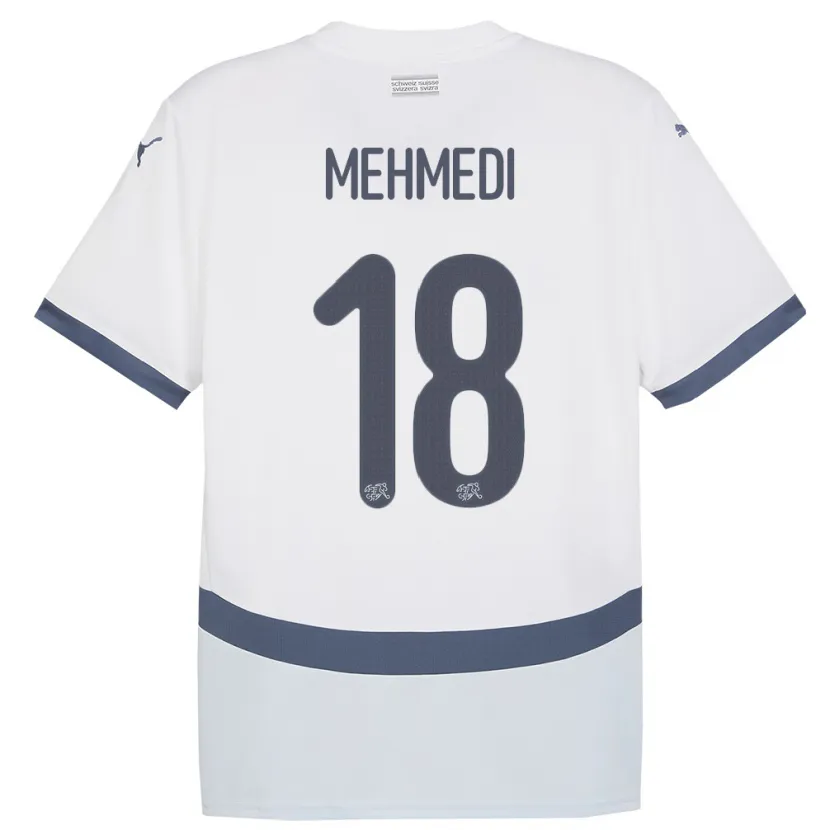 Danxen Kinder Schweiz Admir Mehmedi #18 Weiß Auswärtstrikot Trikot 24-26 T-Shirt