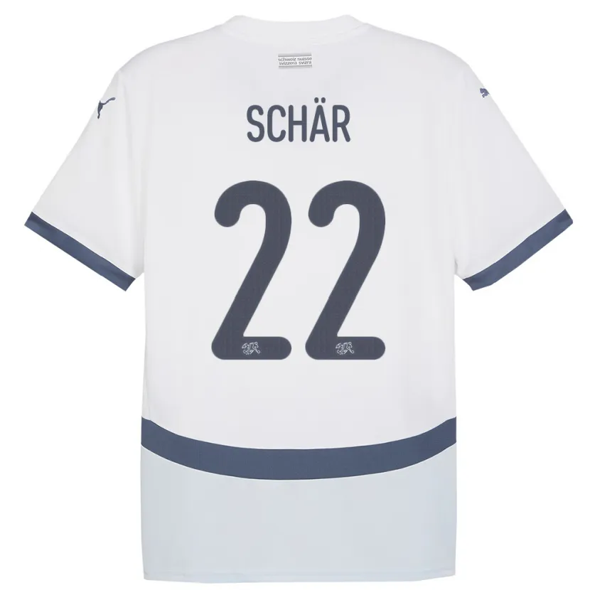 Danxen Kinder Schweiz Fabian Schar #22 Weiß Auswärtstrikot Trikot 24-26 T-Shirt