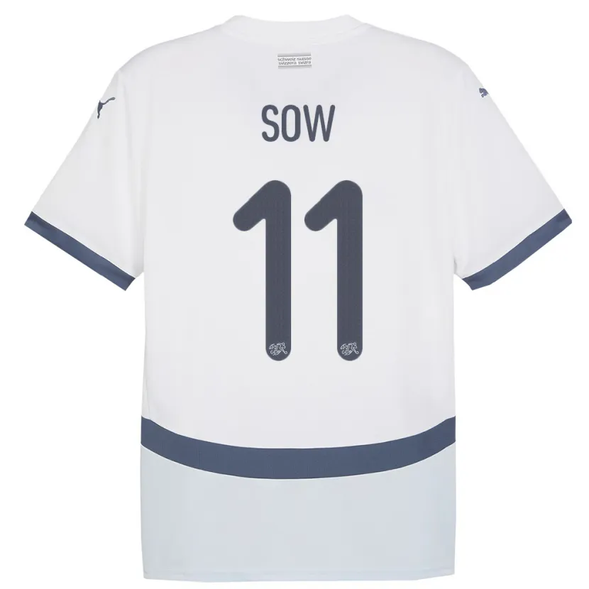 Danxen Kinder Schweiz Coumba Sow #11 Weiß Auswärtstrikot Trikot 24-26 T-Shirt